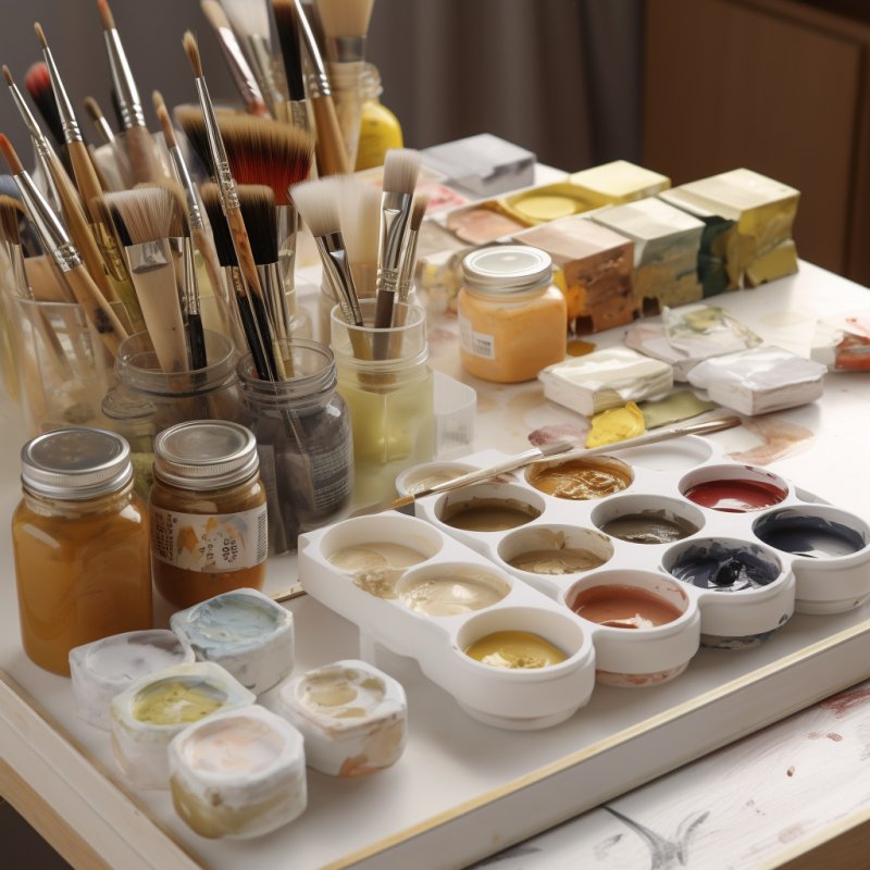 Przygotowanie zestawów do malowania: farby, pędzle, pasja